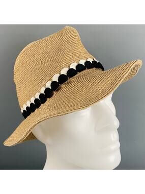 EUGENIA KIM Beige Natural Woven Toyo Paper Cotton Hat